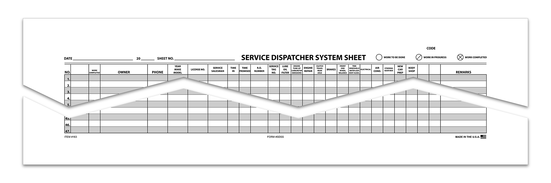 Route Sheet - SDSS - 47 Line, 17" x 22" 50 Per Pad