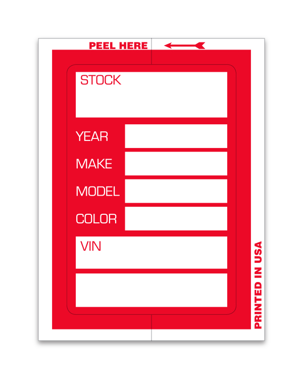 Kleer-Bak Stock Sticker - Red #405 Large - 100 per pack