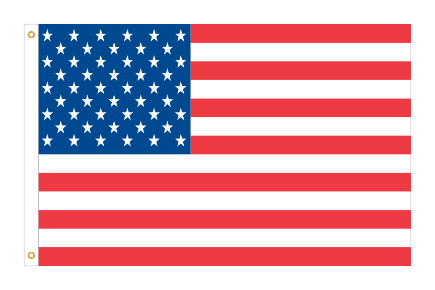 American Flag - Nylon w/Embroidered Stars & Sewn Stripes - 5' X 8' - Qty. 1