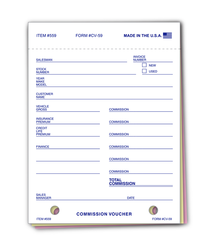 Commission Voucher - CV-59 - 3 Part NCR Qty. 100