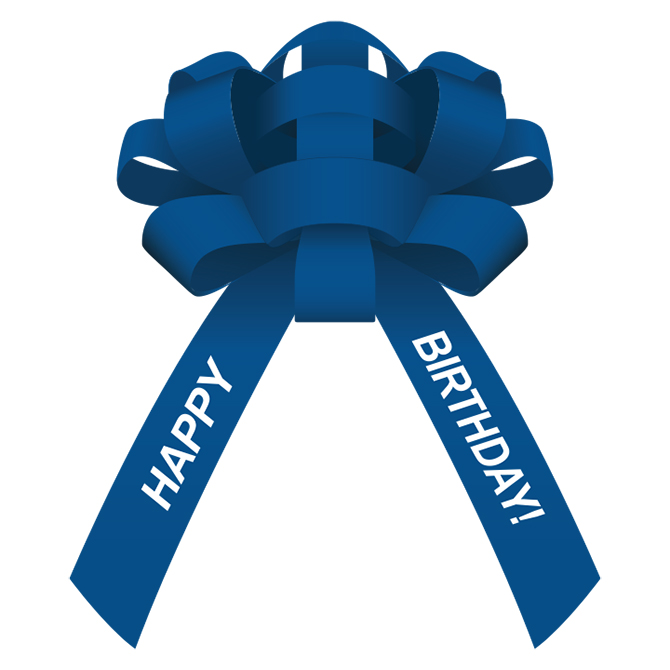 Car Bow - Blue Vinyl w/Happy Birthday 30" - Qty. 1