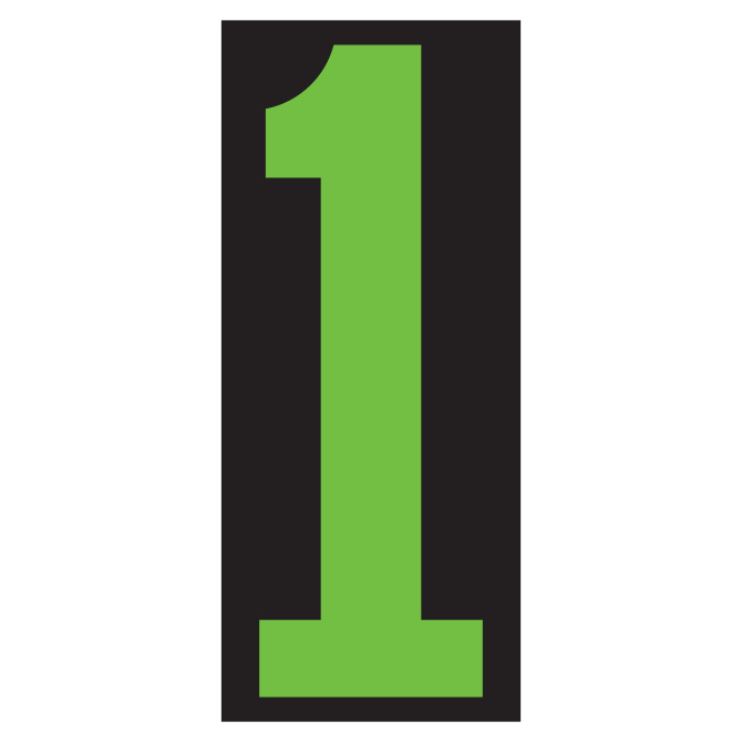 Window Sticker - 5 1/2" Fluor. Green/Black #1 - Qty. 12