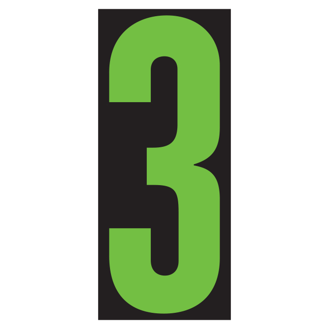 Window Sticker - 5 1/2" Fluor. Green/Black #3 - Qty. 12