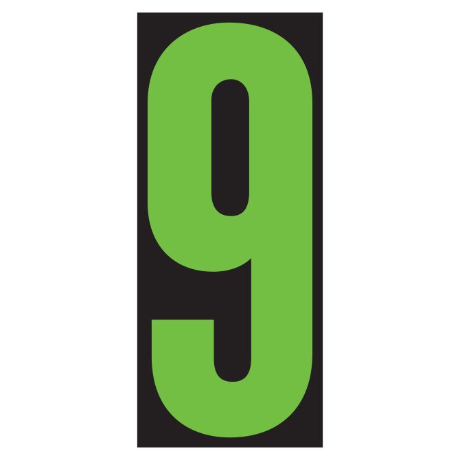 Window Sticker - 5 1/2" Fluor. Green/Black #9 - Qty. 12