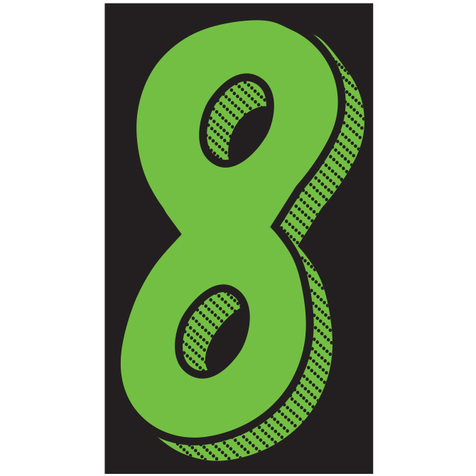 Window Sticker - 11 1/2" Fluor. Green/Black #8 - Qty. 12