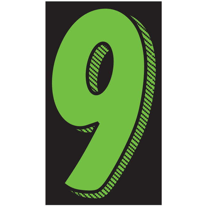Window Sticker - 11 1/2" Fluor. Green/Black #9 - Qty. 12