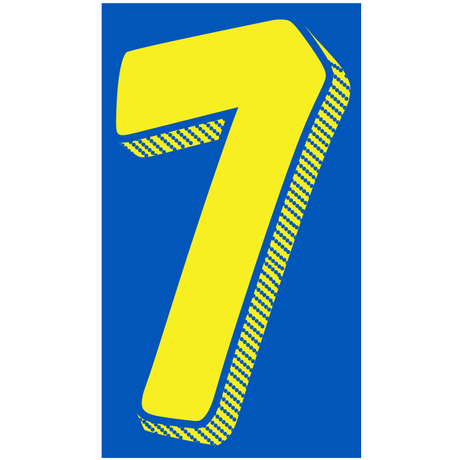 Window Sticker - 11 1/2" Blue/Yellow #7 - Qty. 12