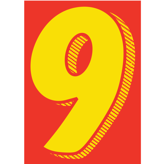 Window Sticker - 7 1/2" Yellow-Red  #9 - Qty. 12