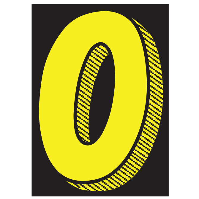 Window Sticker - 7 1/2" Yellow/Black #0 - Qty. 12