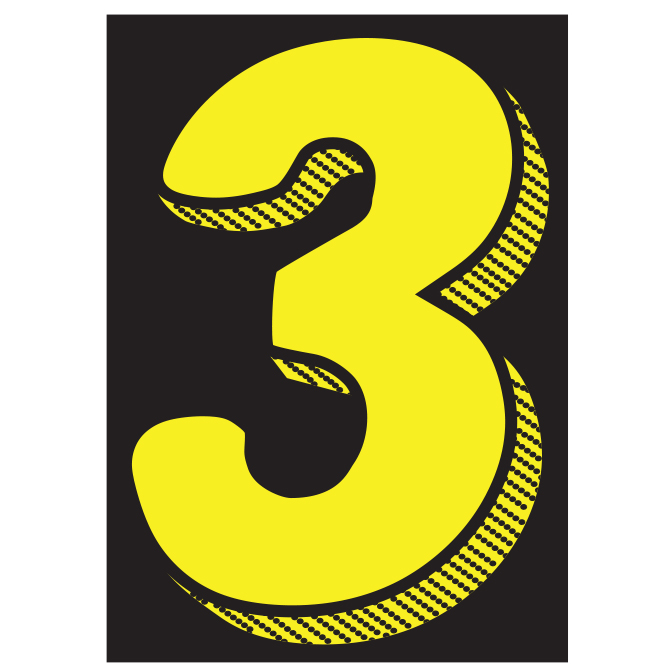 Window Sticker - 7 1/2" Yellow/Black #3 - Qty. 12
