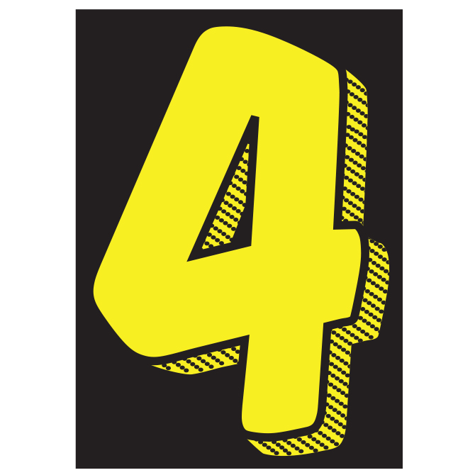 Window Sticker - 7 1/2" Yellow/Black #4 - Qty. 12