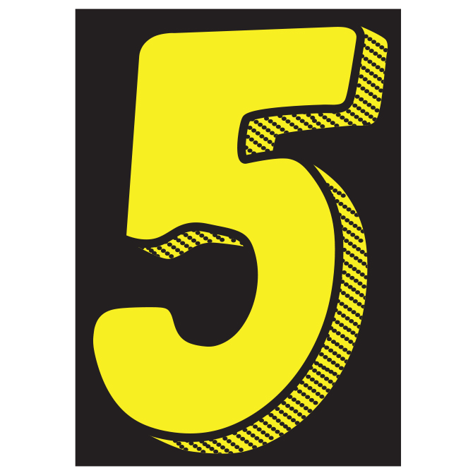Window Sticker - 7 1/2" Yellow/Black #5 - Qty. 12