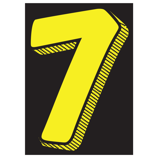 Window Sticker - 7 1/2" Yellow/Black #7 - Qty. 12