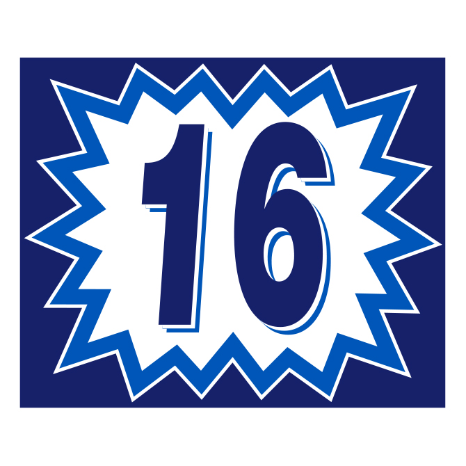 Window Sticker - Blasts - Blue & White - 2016 - Qty. 12