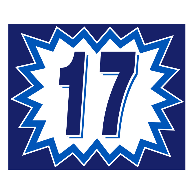 Window Sticker - Blasts - Blue & White - 2017 - Qty. 12
