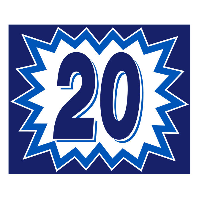 Window Sticker - Blasts - Blue & White - 2020 - Qty. 12