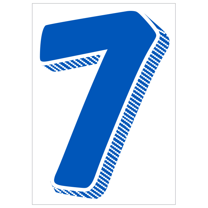 Window Sticker - 7 1/2" Blue/White #7 - Qty. 12