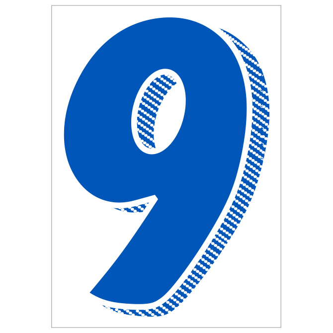 Window Sticker - 7 1/2" Blue/White #9 - Qty. 12