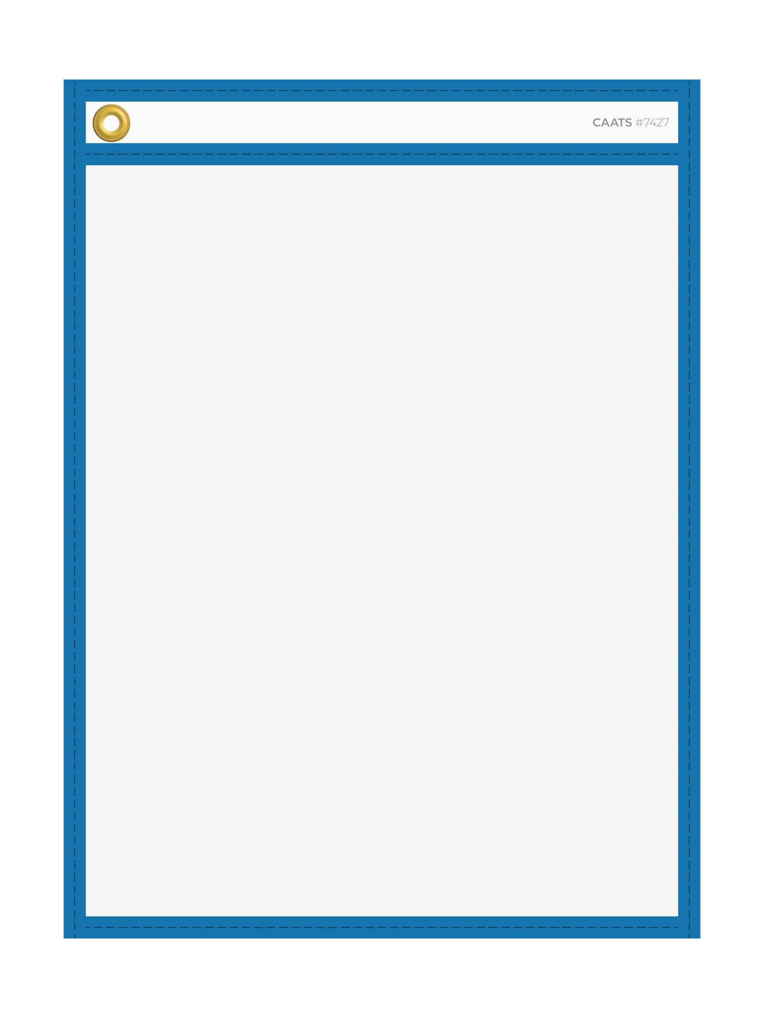 WorkTicket Holder - Neon Blue - No Handle - Clear Front & Back- 10" x 13"