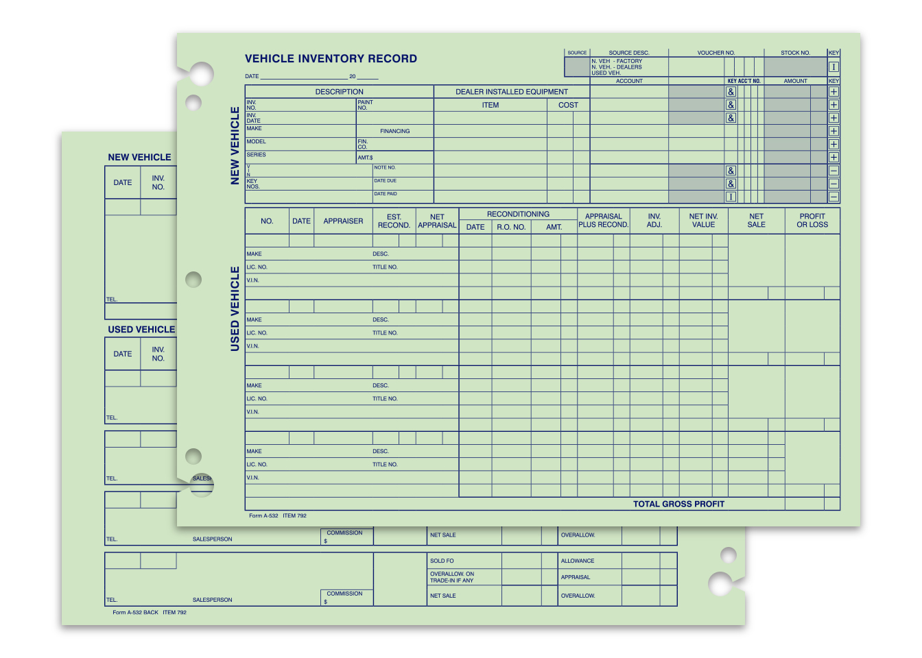 Vehicle Inventory Record - A-532 - Qty. 50