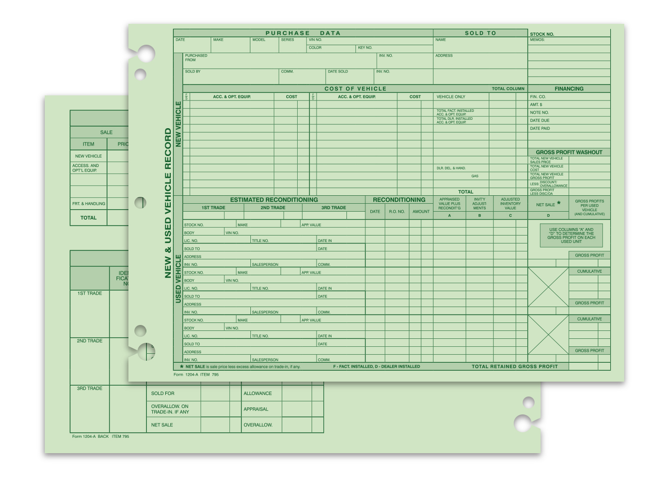Vehicle Inventory Record - 1204-A - Qty. 50