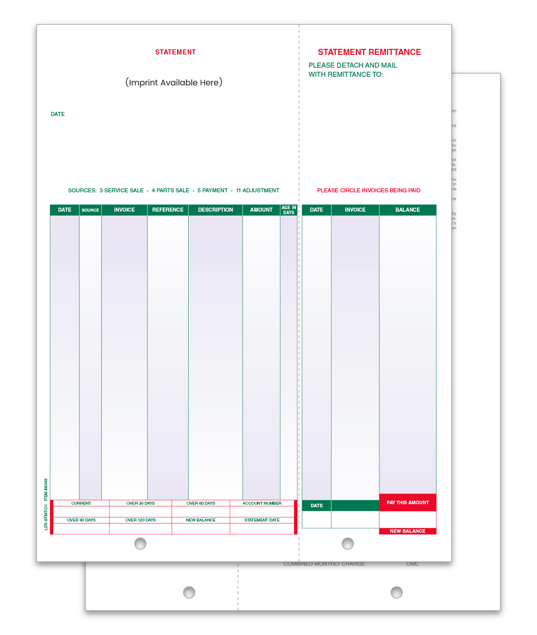 Laser Statement, Open Items - LZR-STMT-OI - Imprinted - Qty. 1 each