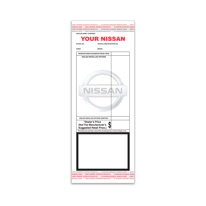 Custom Addendum Sticker w/Tape - 3.5" - 4.25"  Wide X 11" Tall - Qty 1 each