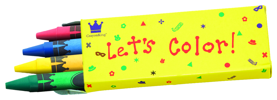Box of Crayons - 4 Colors - Red, Yellow, Green and Blue - Qty. 50